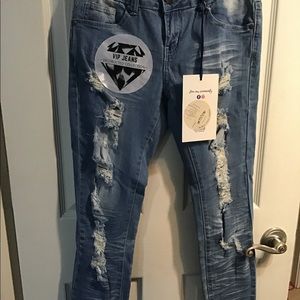 Juniors Vip Denim Ripped Jeans Size 9/10